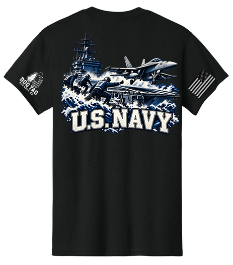 Black U.S. Navy apparel back view