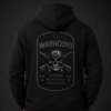 Back view of black Warhound VMA members-only premium hoodie