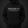 Front view of black Warhound VMA members-only premium hoodie