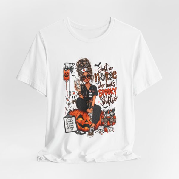 Halloween Nurse T-Shirt — "Just a Nurse Who Loves Spooky Shift(s)" Graphic Tee