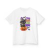 Kids Halloween Tee — "Too Cute to Spook" Black Cat Pumpkin Design