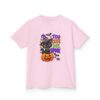 Kids Halloween Tee — "Too Cute to Spook" Black Cat Pumpkin Design