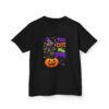 Kids Halloween Tee — "Too Cute to Spook" Black Cat Pumpkin Design