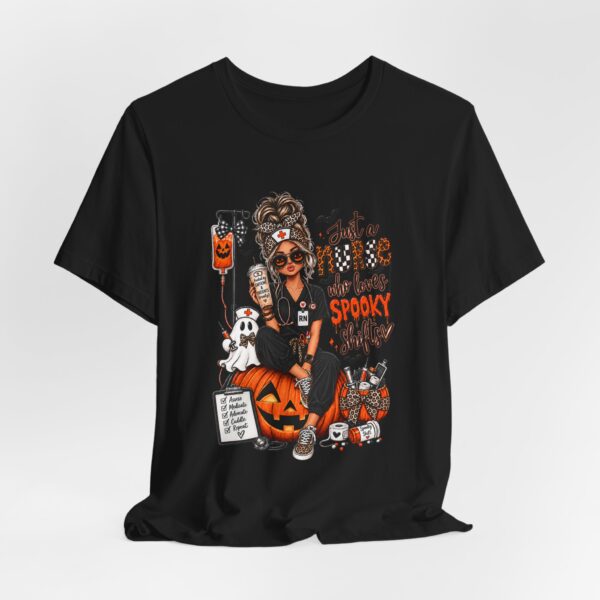 Halloween Nurse T-Shirt — "Just a Nurse Who Loves Spooky Shift(s)" Graphic Tee