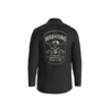 Back of black Warhound VMA long-sleeve work shirt with full dog-tag design