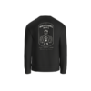 Back of black Warhound Wife crewneck sweatshirt with skull, roses, heart and dog-tag design