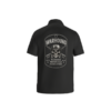 Back of black Warhound VMA short-sleeve work shirt with full dog-tag design
